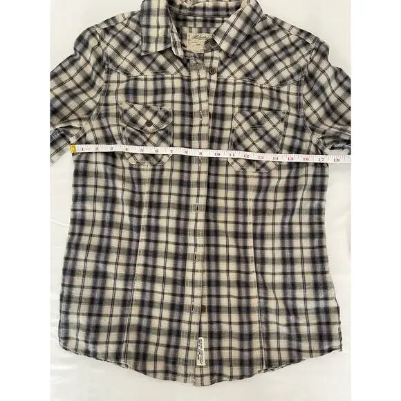 Allsaints Spitalfields Parson Button Down Plaid Women Shirt Size 8 Western Rodeo - Picture 11 of 13